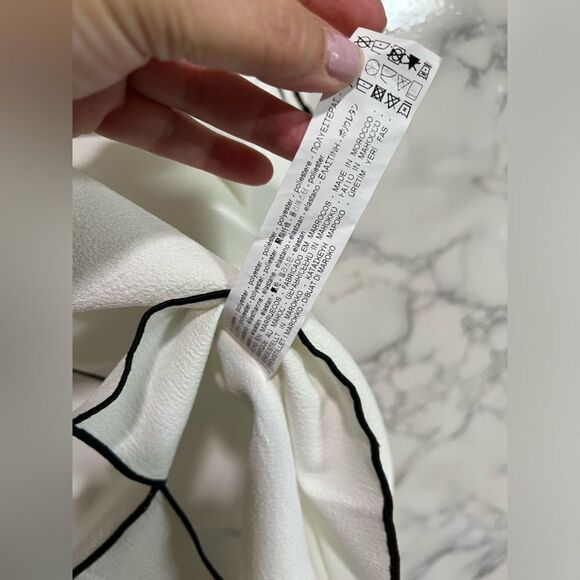 Zara White Neck Top with Contrast Piping Trim Size XS - Picture 9 of 13